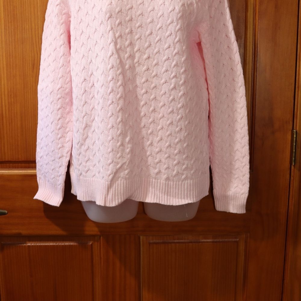 Studio Works Vintage Light Pink Scalloped Knit Mock Neck Pullover Sweater PL - Picture 4 of 11